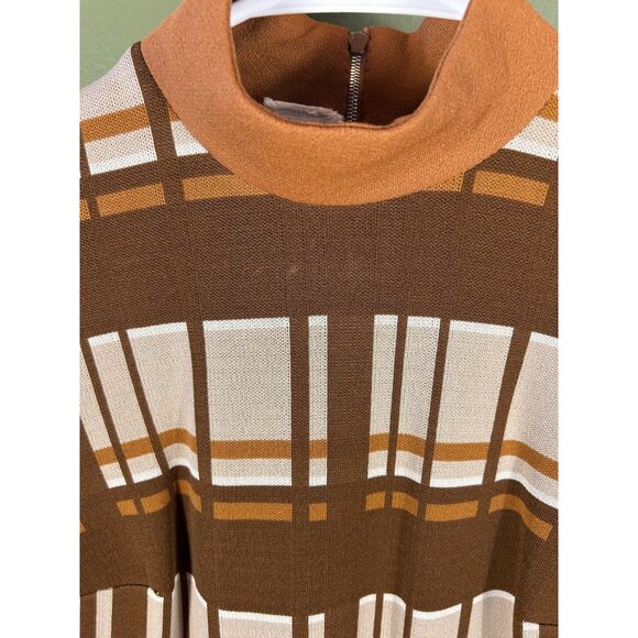 VTG 60’s Promenade MOD Brown Plaid Dress Made In Italy Sz 10 Brady Bunch Retro - Picture 6 of 13